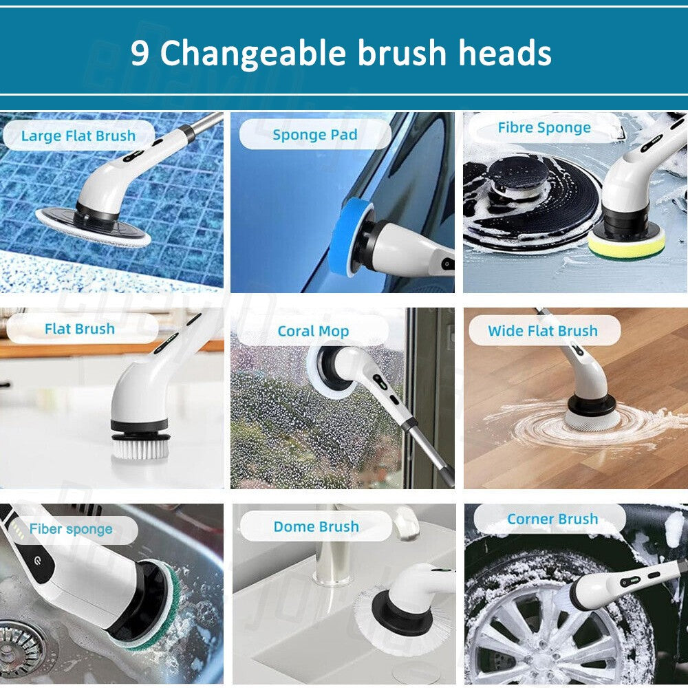 Electric spin scrubber features