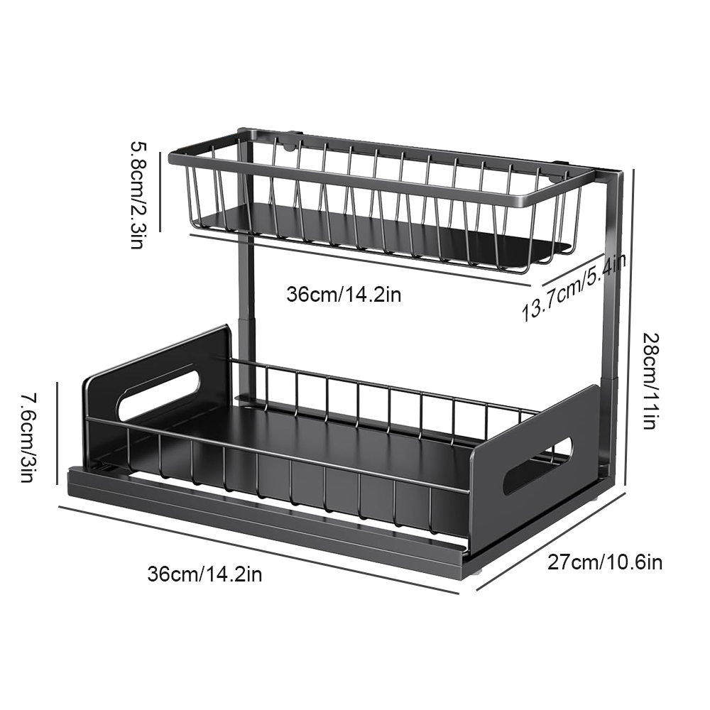 Sliding basket in cabinet