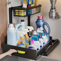 Under sink sliding storage basket
