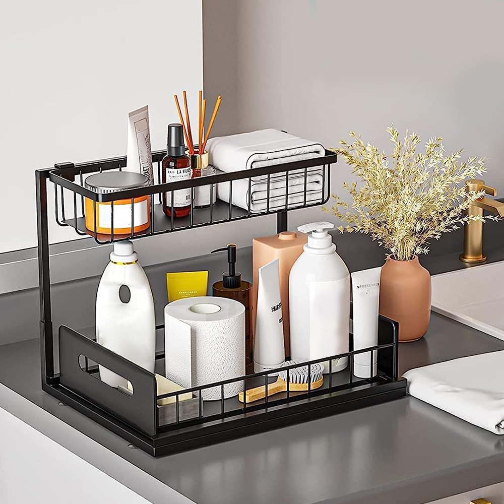 Sliding basket in bathroom