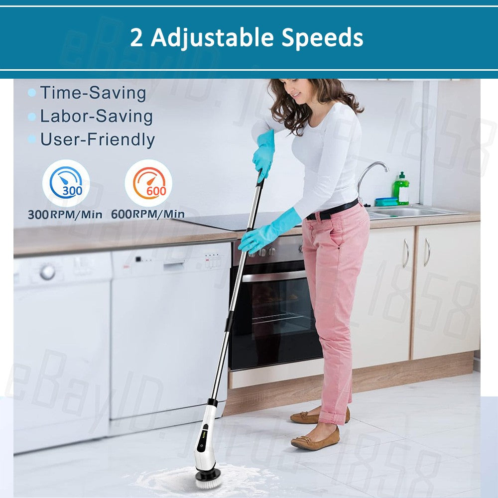 Electric spin scrubber telescopic handle